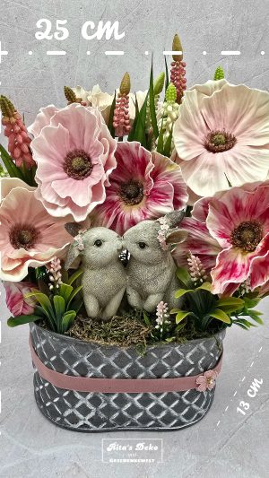 Verliebtes Hasenpärchen mit Blumen