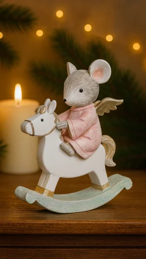 Engel-Maus auf Schaukelpferd