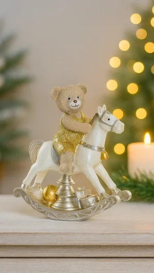 Teddy auf Schaukelpferd