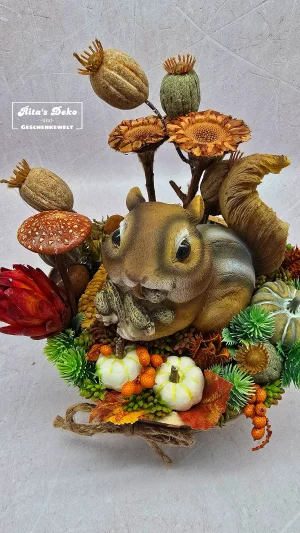 Herbstliche Waldbewohner-Deko mit Eichhörnchen