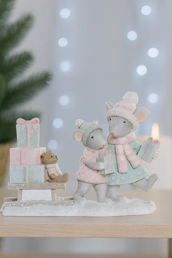 Wintermäuse mit Schlitten