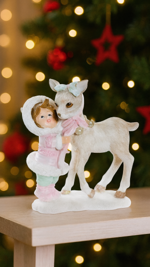Winterzauber mit Kind & Reh