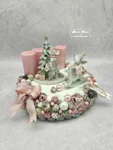 Adventskranz mit süßen Mäuschen – mit LED