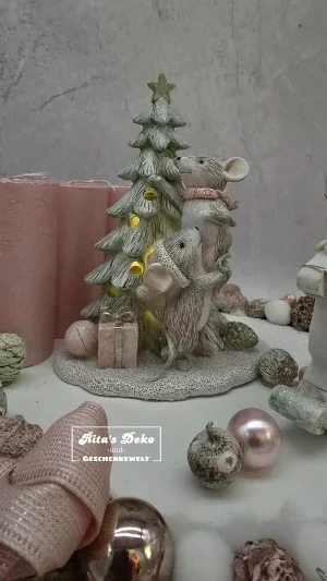Adventskranz mit süßen Mäuschen – mit LED