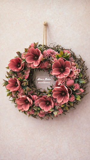 Frühlingshafter Kranz mit Magnolien (Mauve)