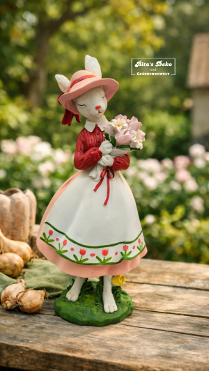 Dekorative Hasenfigur mit Blumen
