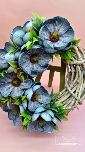 Halbkranz mit Magnolien (Blau)