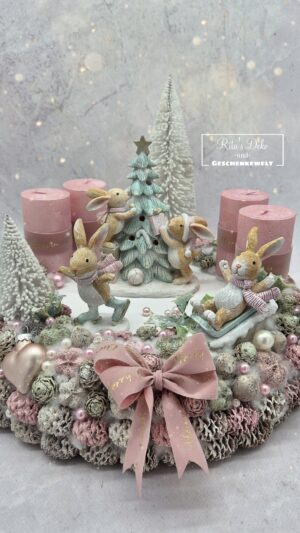 Adventskranz in Rosa & Pastelltönen